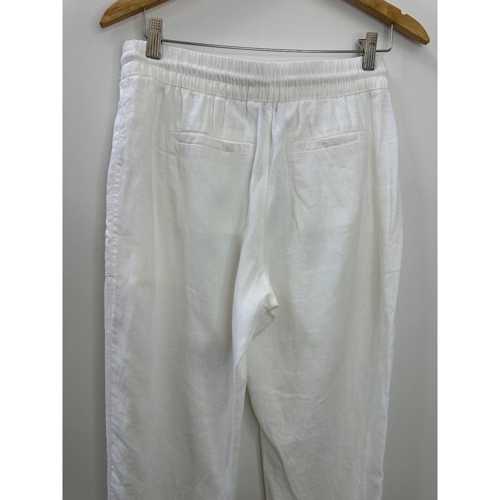 Athleta Retreat 100% Linen Jogger Pants White Resort Beach Zip Pockets Size 6 - Picture 11 of 14